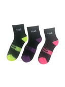 Women's quarter sport socks in white, black, charcoal and assorted grey – 3 pack