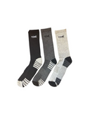 Men's long cotton sport socks in white, black, charcoal and assorted colours – 3 pack
