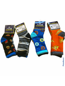 Boys printed crew socks 3 pack with fun food, argyle and stripe designs