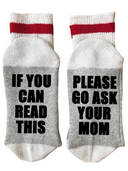 Funny printed wool-blend crew socks with red line in assorted fun designs for men and women