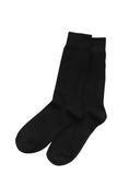 Women's long bamboo crew socks in black, charcoal and grey with red lines – 6 pack