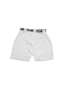 Men's relaxed-fit 100% cotton jersey boxer shorts with front button in grey, white and black