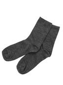 Women's long bamboo crew socks in black, charcoal and grey with red lines – 6 pack