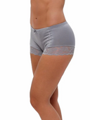 Women's boxer short underwear with lace trim in pink, white, beige, charcoal and black