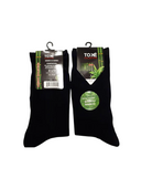 Women's long bamboo crew socks in black, charcoal and grey with red lines – 6 pack