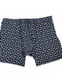 Men's printed microfiber boxers in white, black/peach, blue/yellow and army green