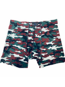 Men's printed microfiber boxers in white, black/peach, blue/yellow and army green