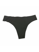 Women's seamless laser-cut thong in charcoal, beige and white