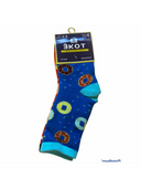 Boys printed crew socks 3 pack with fun food, argyle and stripe designs