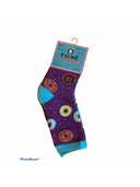 Girls printed crew socks 3 pack with fun food, argyle and stripe designs