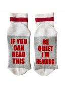 Funny printed wool-blend crew socks with red line in assorted fun designs for men and women