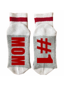 Funny printed wool-blend crew socks with red line in assorted fun designs for men and women