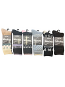 Women's merino wool blend crew socks in grey, beige, black and denim